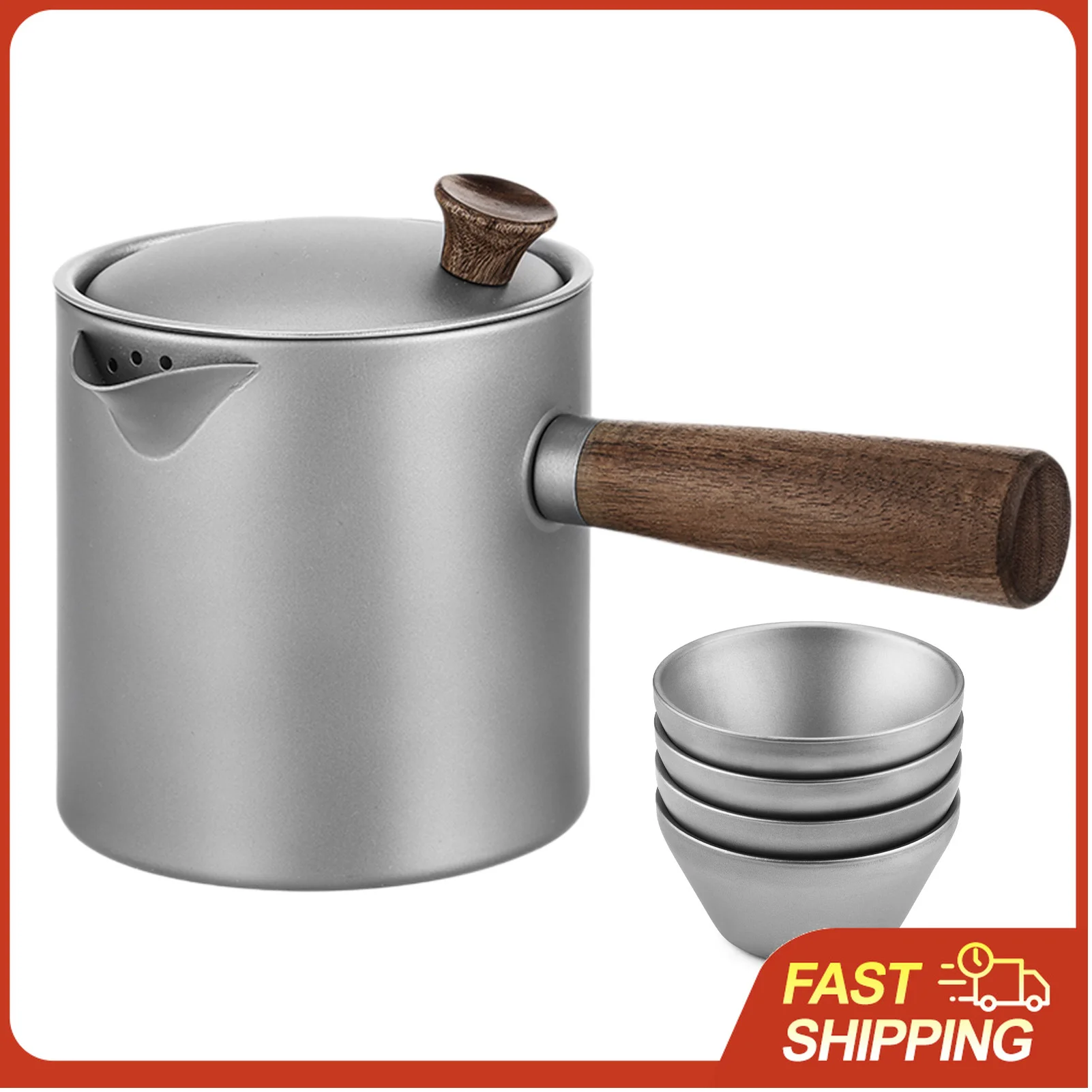 

Camping Tea Kettle Tea Kettle with WoodHandle Ti Tea Kettle with Wood Handle Portable Tea Maker with Strainer for Camping Hiking
