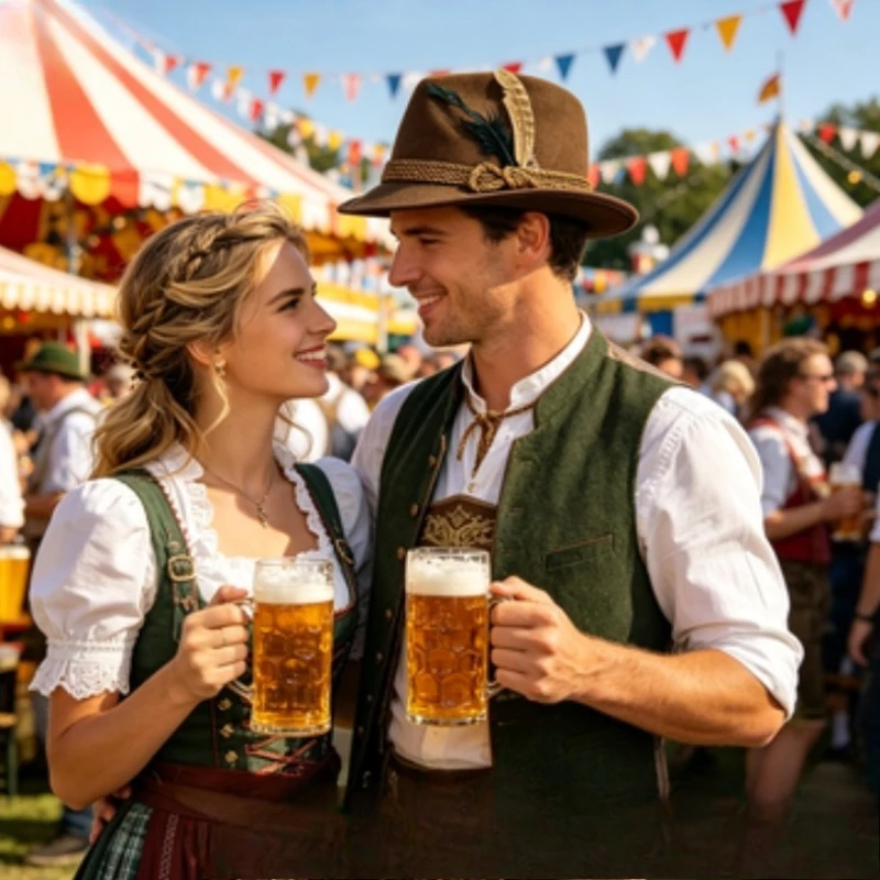 Chapeau Fedora Marron Couleur Café Foncé pour Festival de la Bière Allemande, Fête de Carnaval et Spectacle Scénique