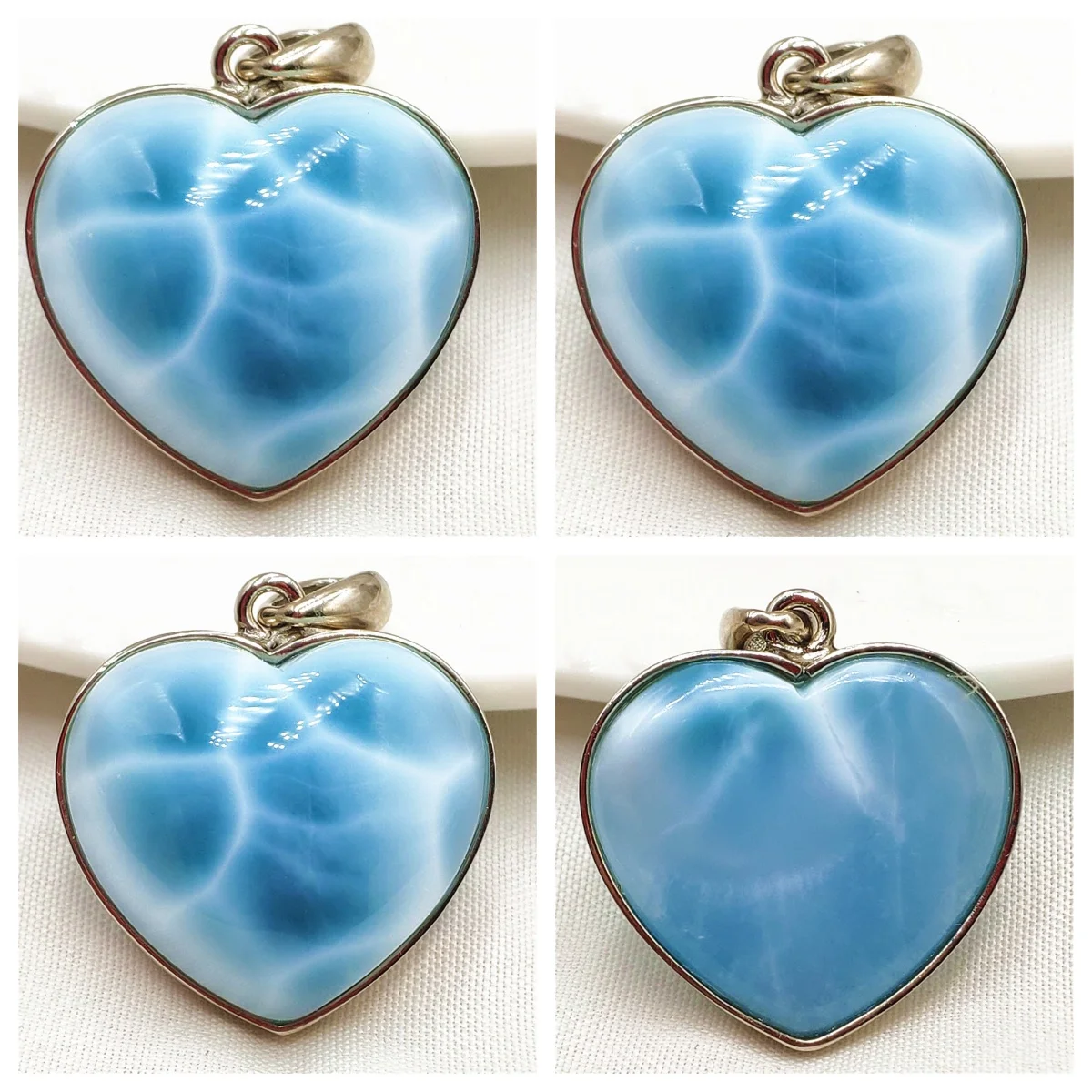 Natural Blue Larimar Pendant Women Men 22.6*15.6mm Water Pattern 18K Gold Crystal Love Necklace From Dominia AAAAAAA view 6