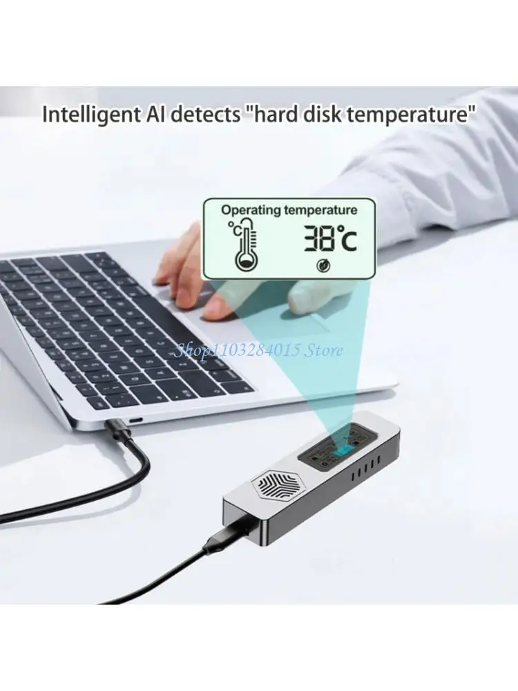 R6FF Portable NVMe SATAs SSDs Enclosure Featuring LCD Display and Cooling Fan for Heat Reduction