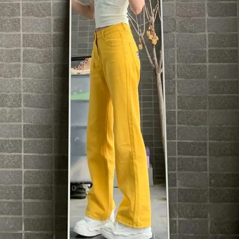 

Womens Jeans High Waist Shot Retro Straight Leg Trousers Korean Fashion Medium Stylish Xxl Size X Larg R A Denim Pants for Women