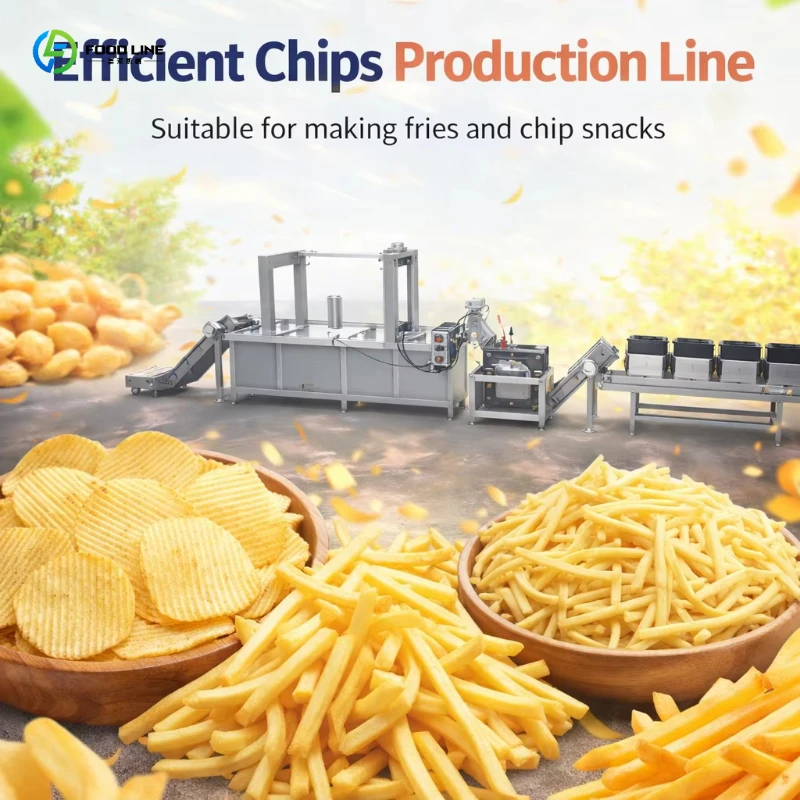 2026 New PLC Controlled Fries Line, Potato Cutting & Frying, 2000kg/h, Auto Oil Filter, for Industrial Frozen Food Customized