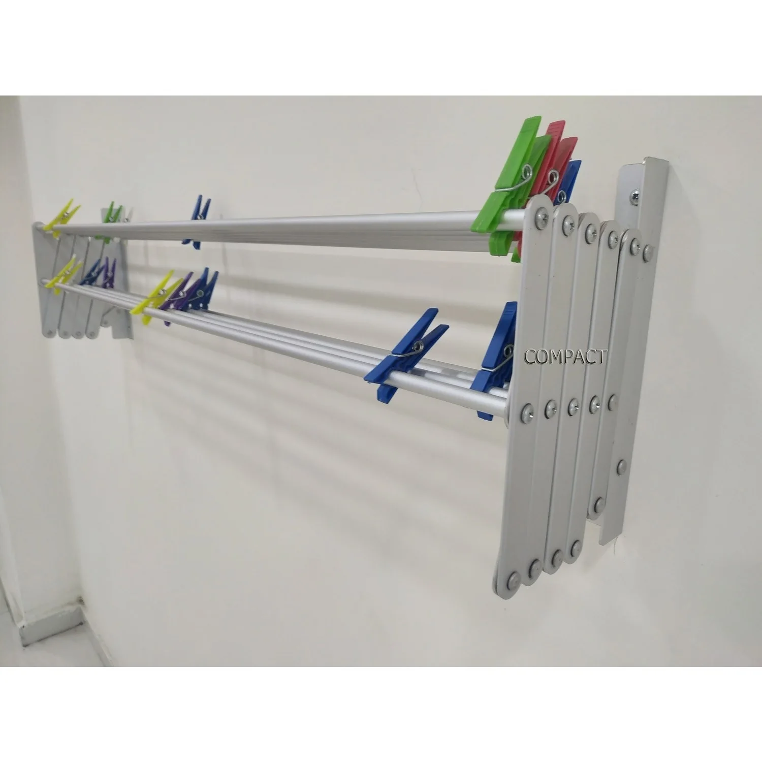 Compact Laundry Drying Rack Stainless Aluminium Steel 100 cm 9 Sided Meter Hanger Space Ergonomic