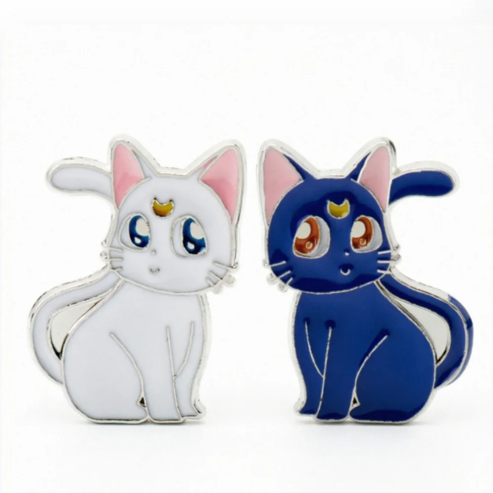 2Pcs/set Anime Moon Cat Brooches for Women Brooch Lapel Pins Enamel Pin Backpacks Cute Jewelry Accessories Gift view 2