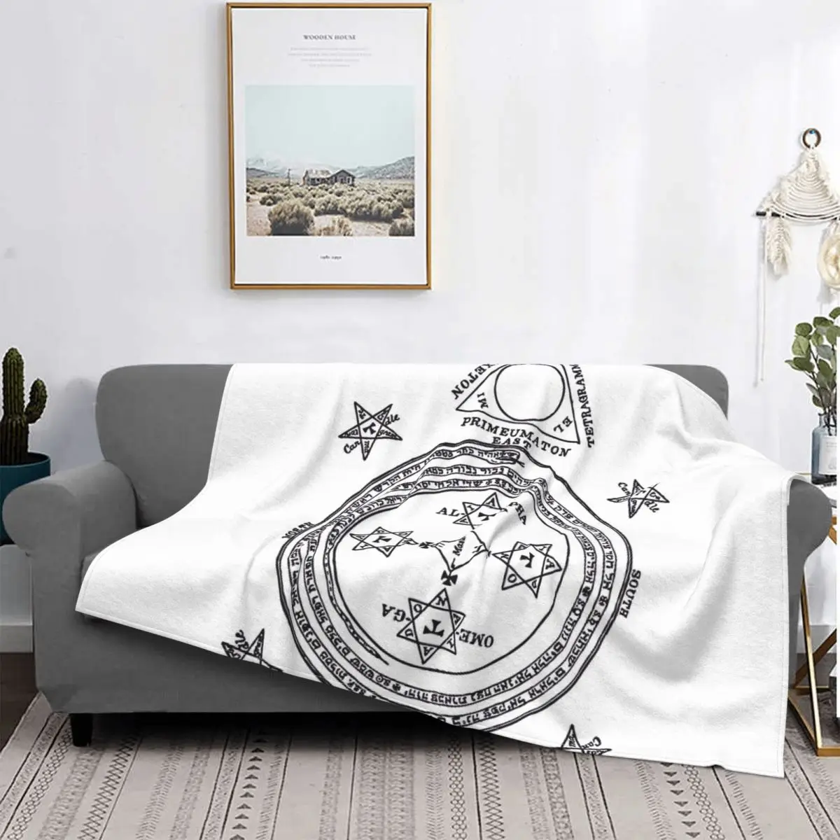 Solomon Circle Goetia Black N White Throw Blanket Bedding Muslin Jackets Love Footboard Bed Summer Bedspread