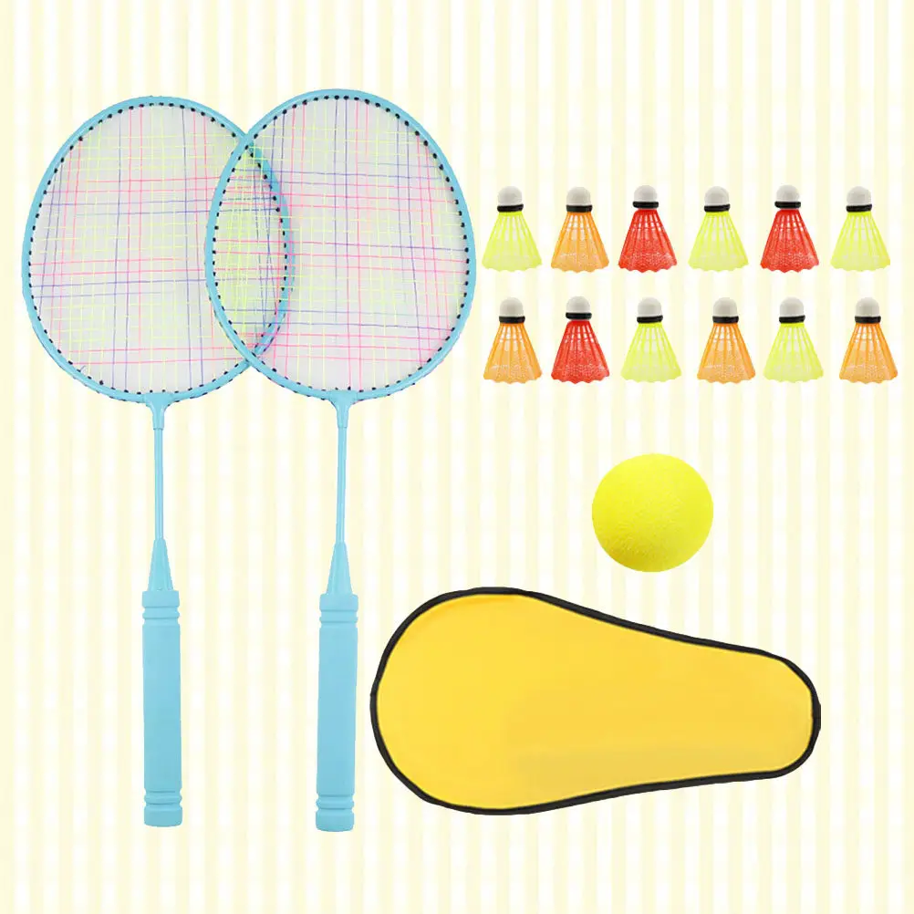 12Pcs Kids Badminton Rackets Set Lake Blue Suitable for Children 8-12 Years Badminton Training Tool Parent Child Interactive