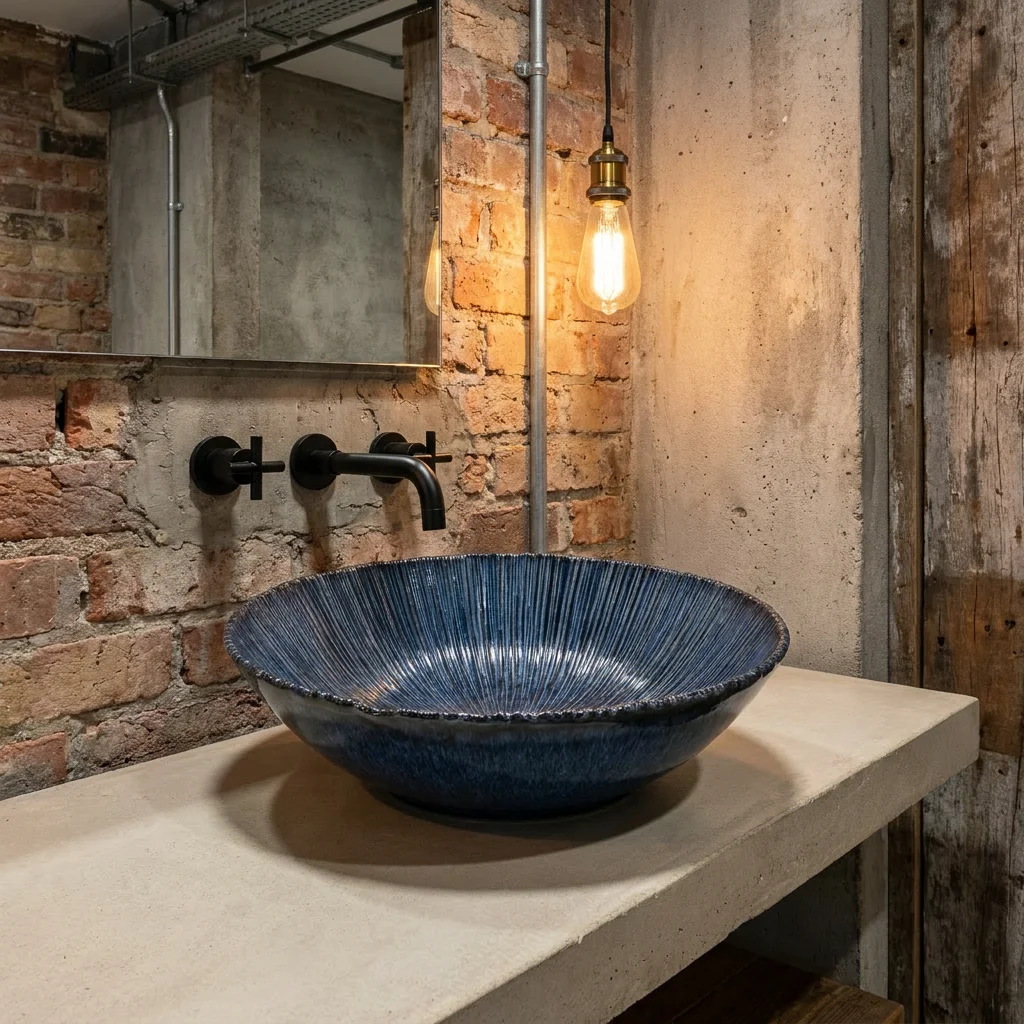 R*# High-End Modern Dark Blue Flower Relief Ceramic Art Basin Water Resistant Eco-Friendly Design for Hotel Washroom Bathroom