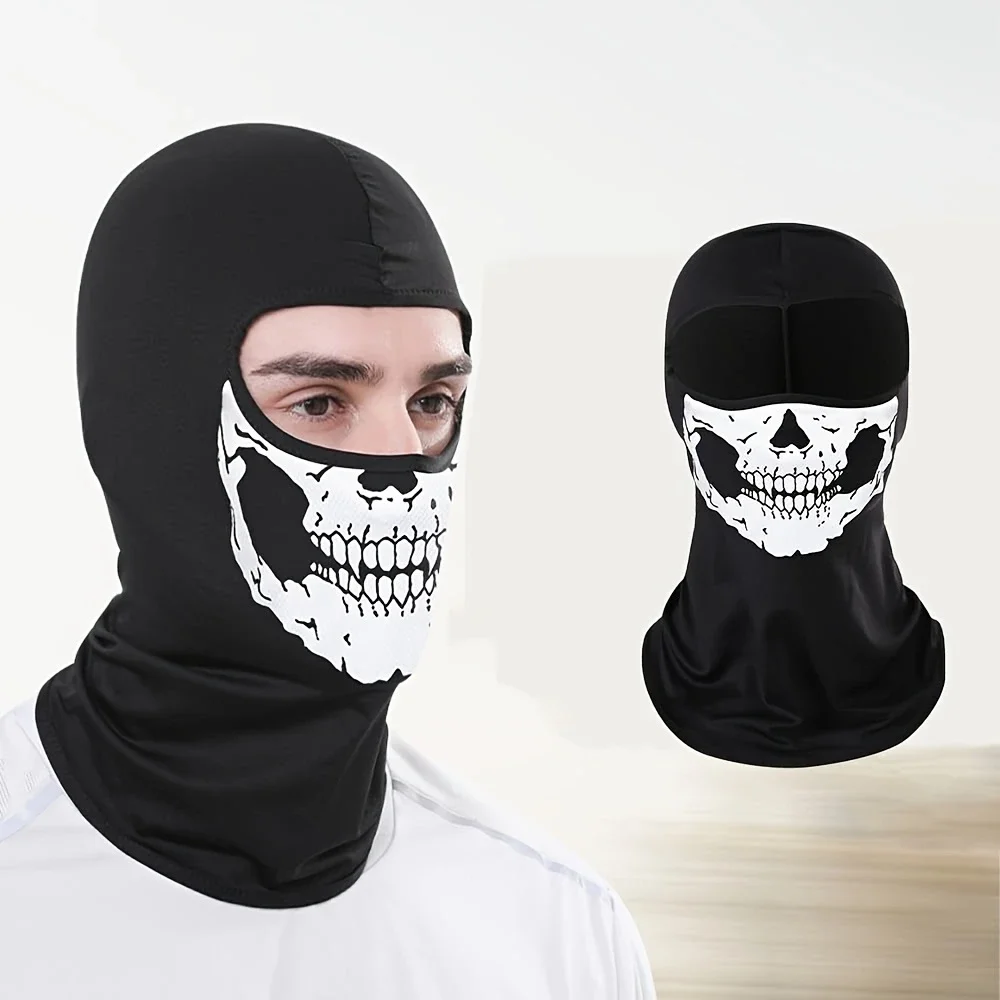 

Motorcycle Balaclava Full Face Mask Skull Print Motorbike Full Face Mask Windproof Skiing Head Neck Warmer Bicycle Helmet Liner