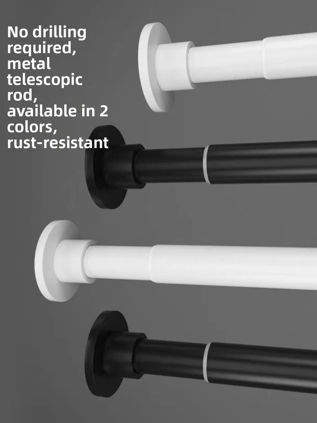 

No-Drill Adjustable Single Rod Curtain Clothes Drng Rod Clothes Hanger Support Rod Easy Installation Roman ade Rod