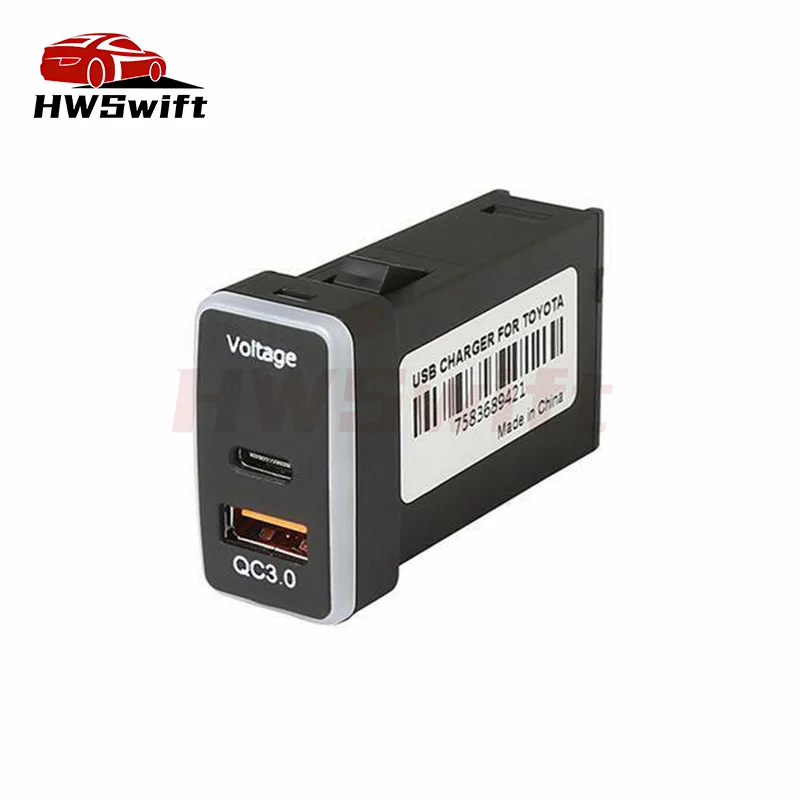 PD+QC3.0 Car Charger Socket Quick Charging Power Adapter with LED Digital Voltmeter for Old Honda Fit Accord Civic High Quality