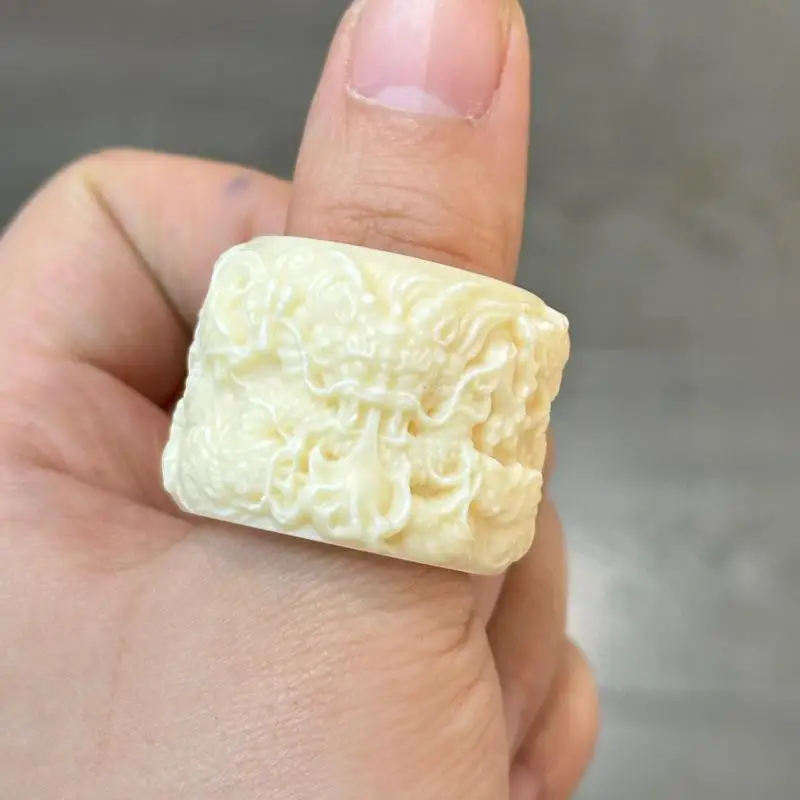 Ivory Fruit Like Carved Dragon Thumb Ring Exquisite Details Perfect For Daily Wear Collection And Traditional Gifts