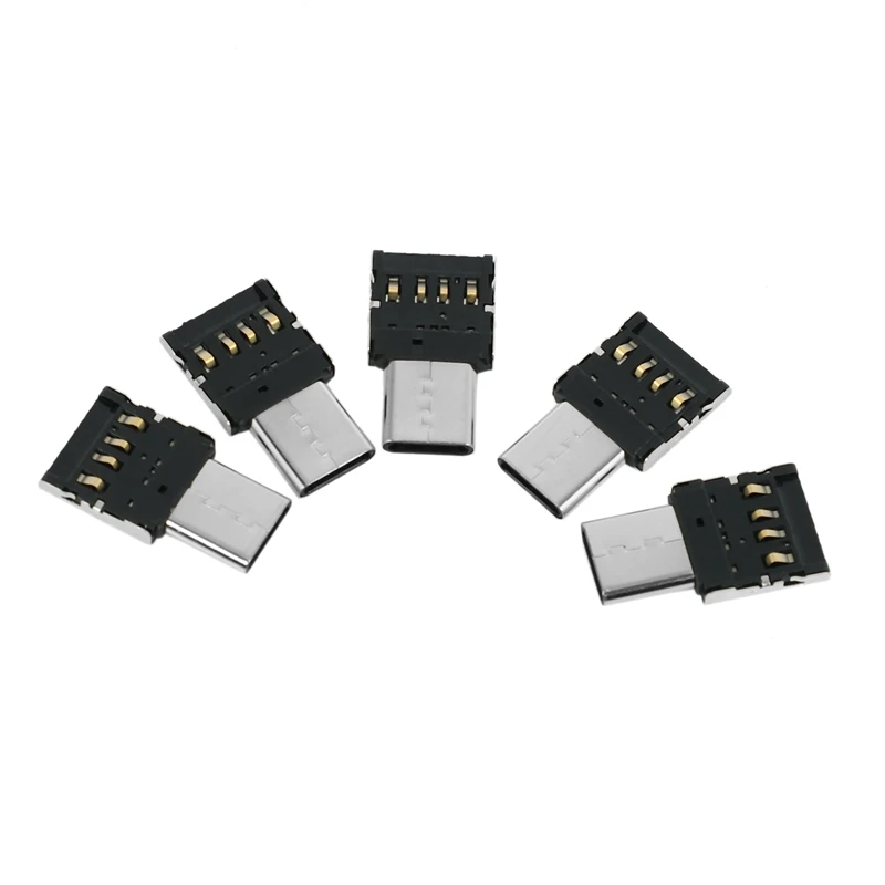 5pcs Ultra Mini Type-C USB-C to USB 2.0 OTG Adapter for Cell Phone Tablet & USB Cable & Flash Disk