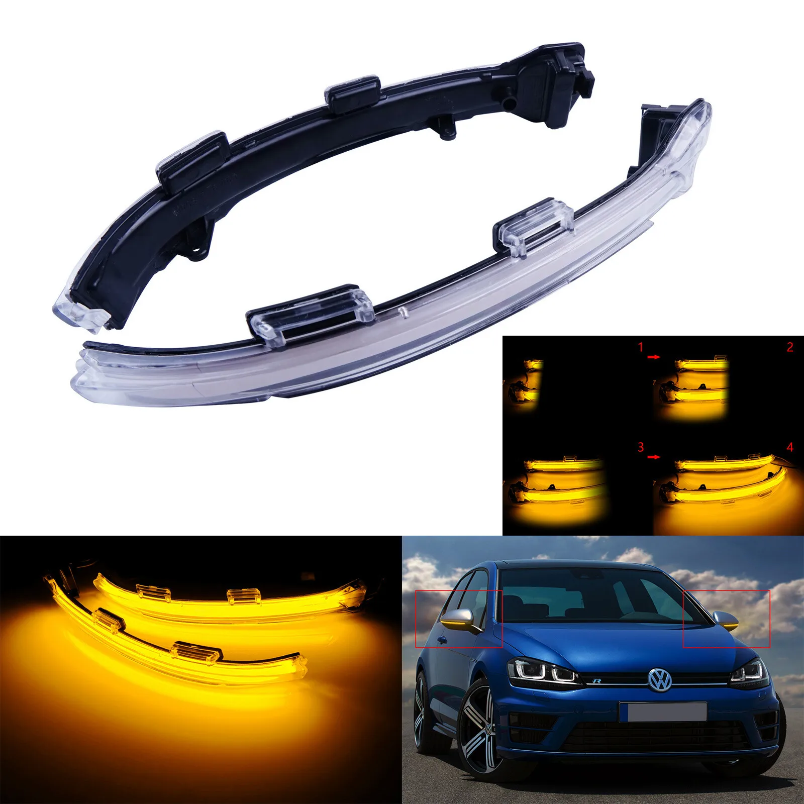 Dynamic LED Wing Mirror Indicator Turn Signal Light Flowing For VW Golf MK7 GTI R Sportsvan AM1 Touran 5T1