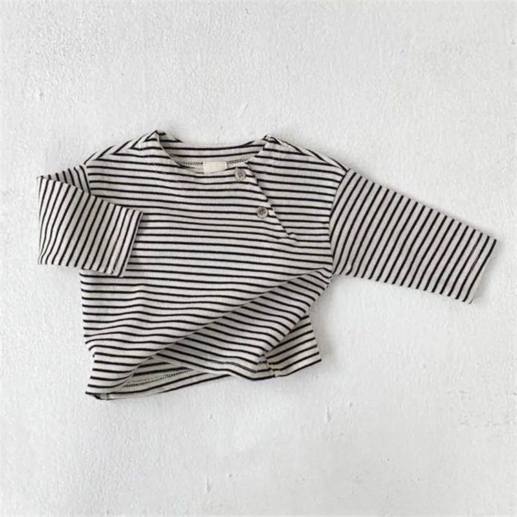 Lawadka Baby-T-Shirts für Jungen und Mädchen, Baumwolle, langärmelig, gestreift, Babykleidung, lässig, Frühling, Kleinkind-Kleidung, Tops, 3–36 Monate – Detail 2