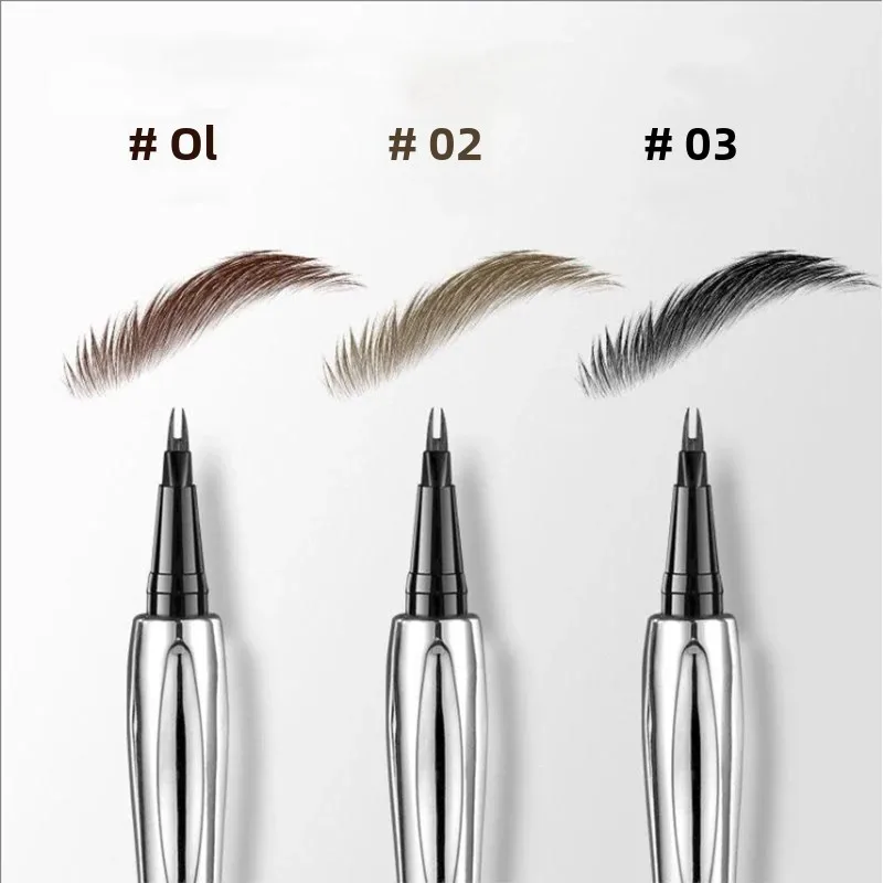 Crayon à sourcils liquide multifonctionnel 3 en 1, pointe Ultra-fine, 2 broches, pour sourcils, Eyeliner et cils inférieurs, résistant aux taches