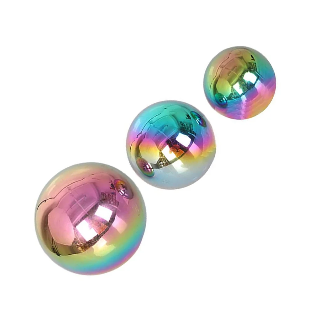 

3pcs Colored Mirror Polished Balls Stainless Steel Decorative Garden Reflective Sphere Outdoor Decor Balls Shiny Ornaments