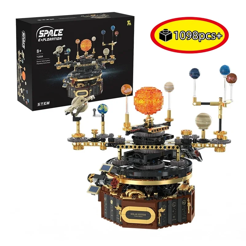 

НОВЫЙ STEM-набор: Креативная электрическая вращающаяся модель Солнечной системы, светящаяся, конструктор MOC, модель Солнца и Земли, космическая игрушка для детей