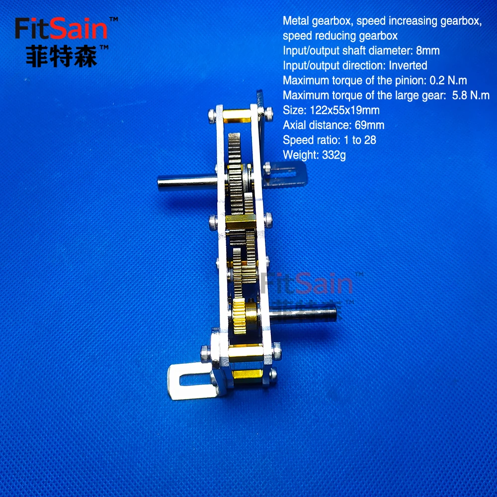 FitSain-1:28 Metal Gearbox with Bracket High Torque Reduction Gearbox Speed Increasing Accelerator Reducer for Robot Parts