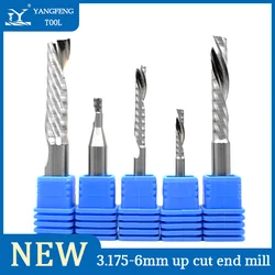 Carbide Single Flute Up Cut Milling Cutter 3.175/4/6mm Shank CNC 1 Flute Spiral Router Bit For PVC Aclicy Woodworking Cutting