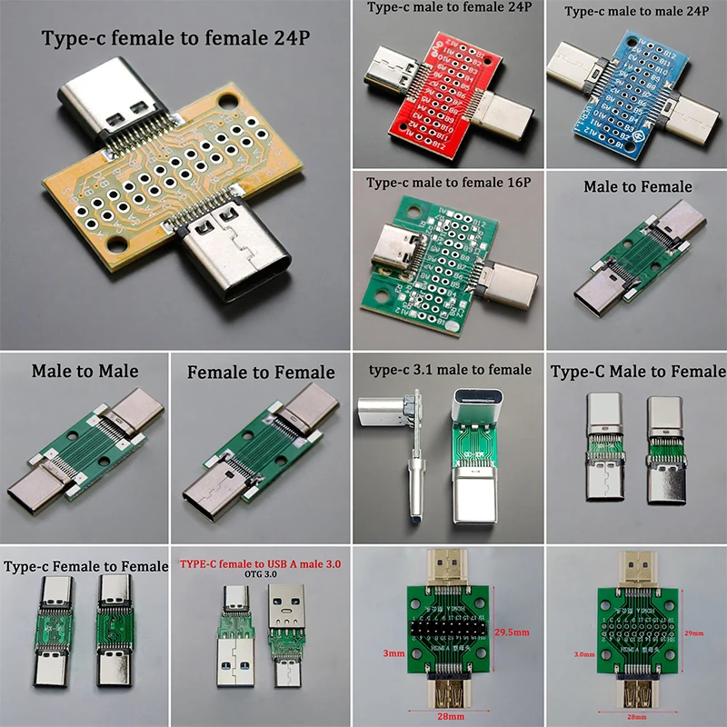 

1PC For USB A C Type C HDMI Interface Converter USB A To USB C Type C To Type C Male To Male Female To Female Adapter With PCB