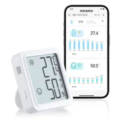 INKBIRD IBS-TH3-Plus Wireless Thermometer Hygrometer Indoor Digital Display Temperature Humidity Sensor for Cellar,Glass Contain