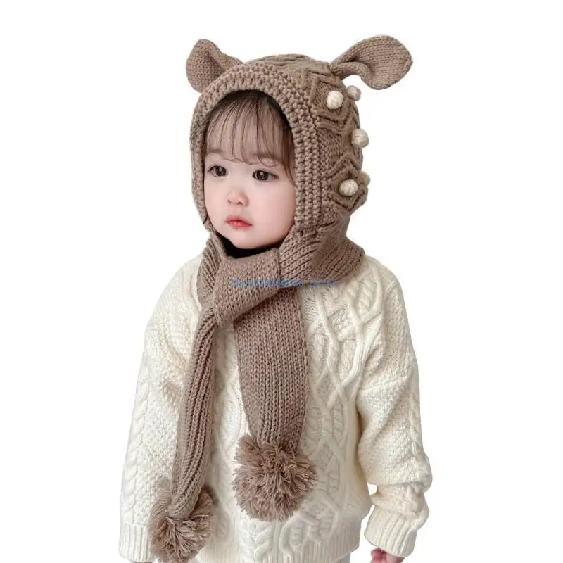 K9FF قبعة شتوية للأطفال وشاح للرقبة قطعة واحدة قبعة صغيرة للأطفال لحماية الأذن #2