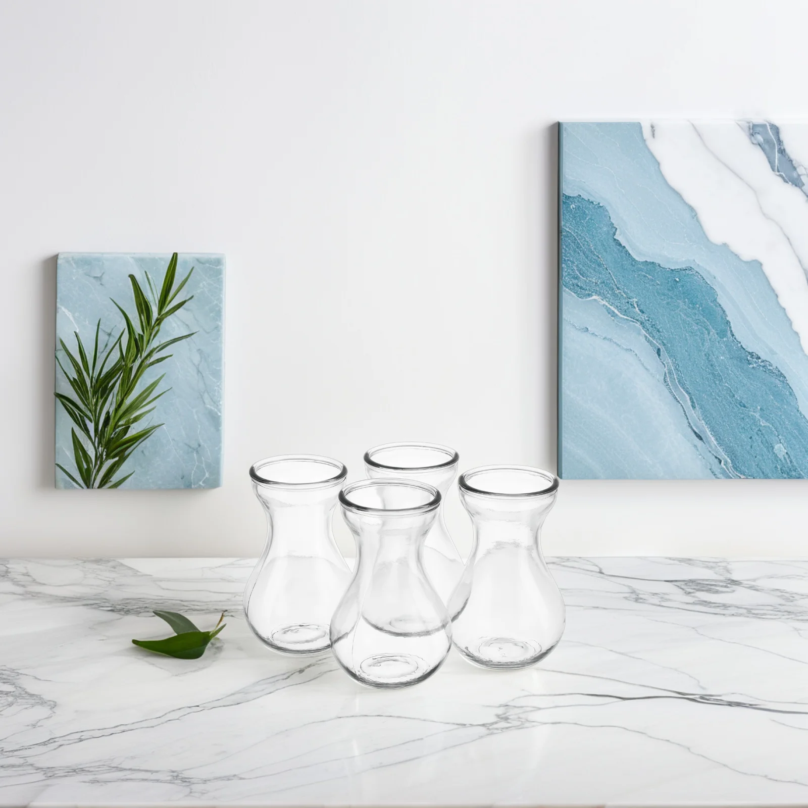 

4Pcs Creative Glass Hydropnic Vase Clear Small Bud Vases for Hyacinth Flowers Home Decoration Office Table Use