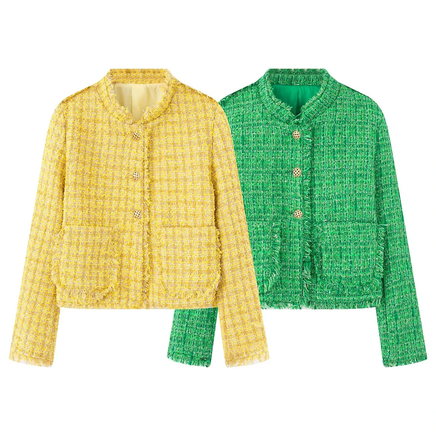 

Women's Coat 2025 Fall New Arrival Women's Fashionable High-end Yellow Fringe Lightweight Coat