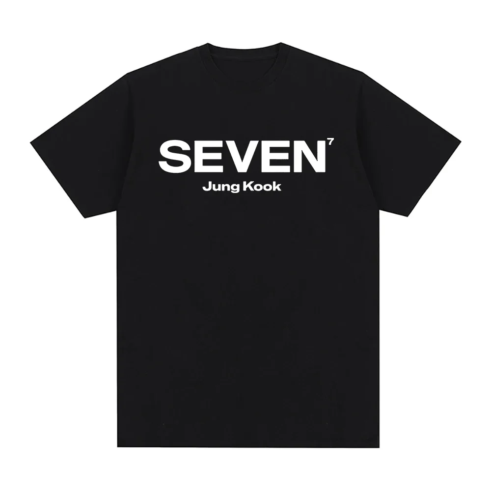 JungKook Seven T Shirt Men Harajuku Graphic Letter Print T-Shirt Unisex High Quality Vintage Casual Cotton Tees Shirts Clothes