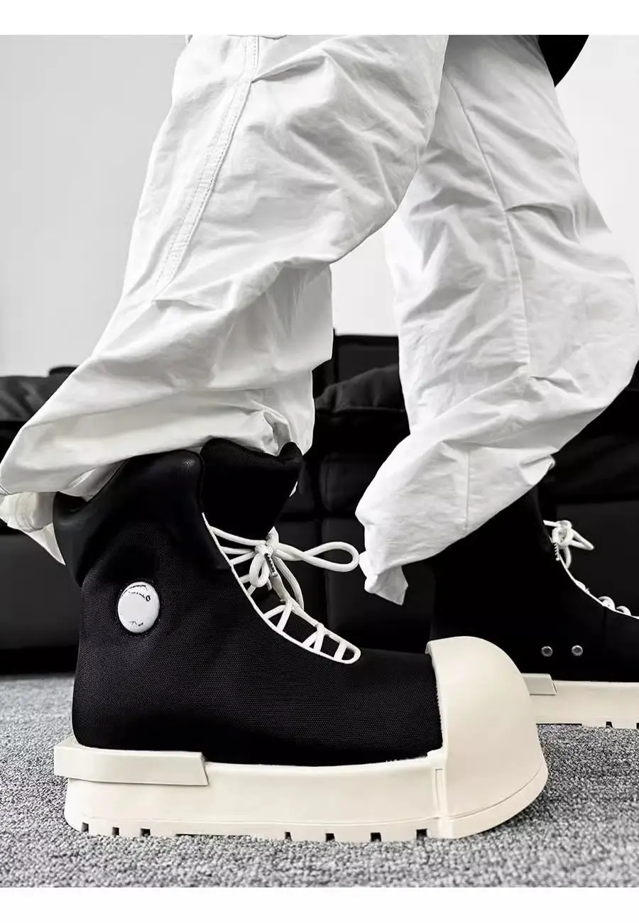Niche Couple Bread Trendy Big Head Sneakers Men's Women's Platform Heightening Boots High Street Style Board Shoes High-top