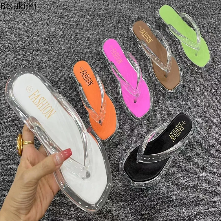 Summer Women\'s Candy Color Flip Flops Fashion All Match Outdoor Casual Flat Slippers Ladies Soft Soled Beach Sandal Women Slides