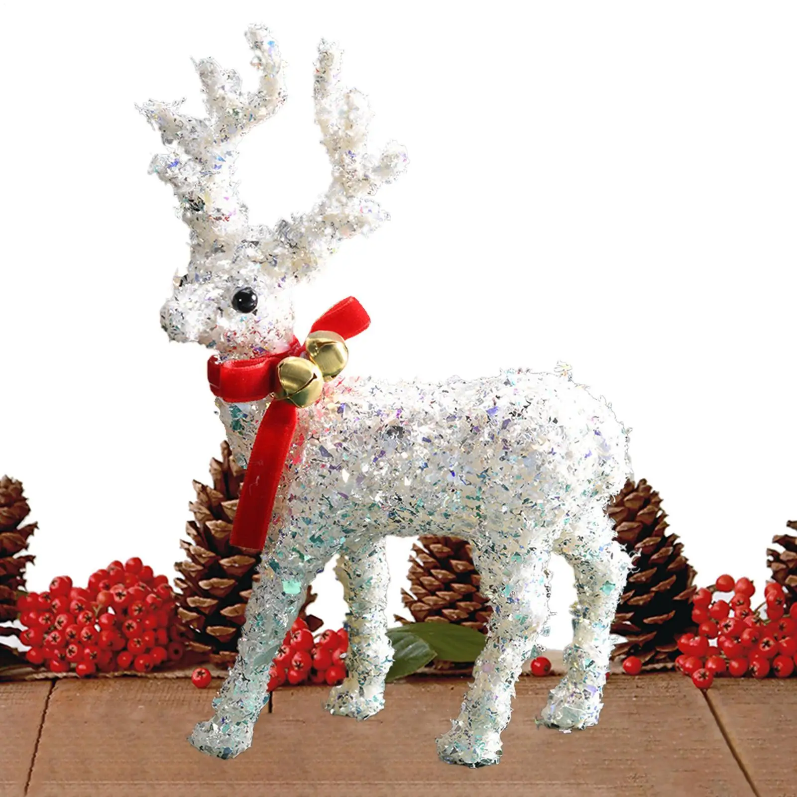 Christmas Deer Glittering Reindeer Sculpture Christmas Deer Decoration Indoor Wear Scarf for Winter Holiday Porch Yard Decor