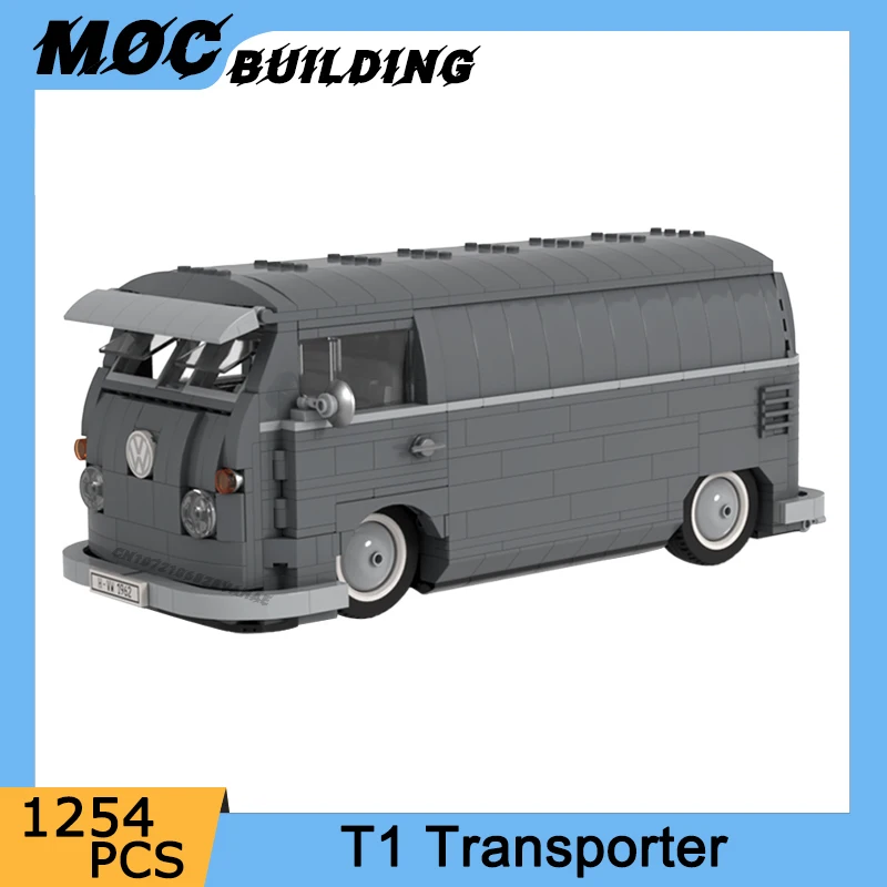 MOC City Classic Famous Vehicle T1 Transporter Model Building Blocks Urban Transport Bus DIY Assemble Bricks Car Toys Boy Gifts