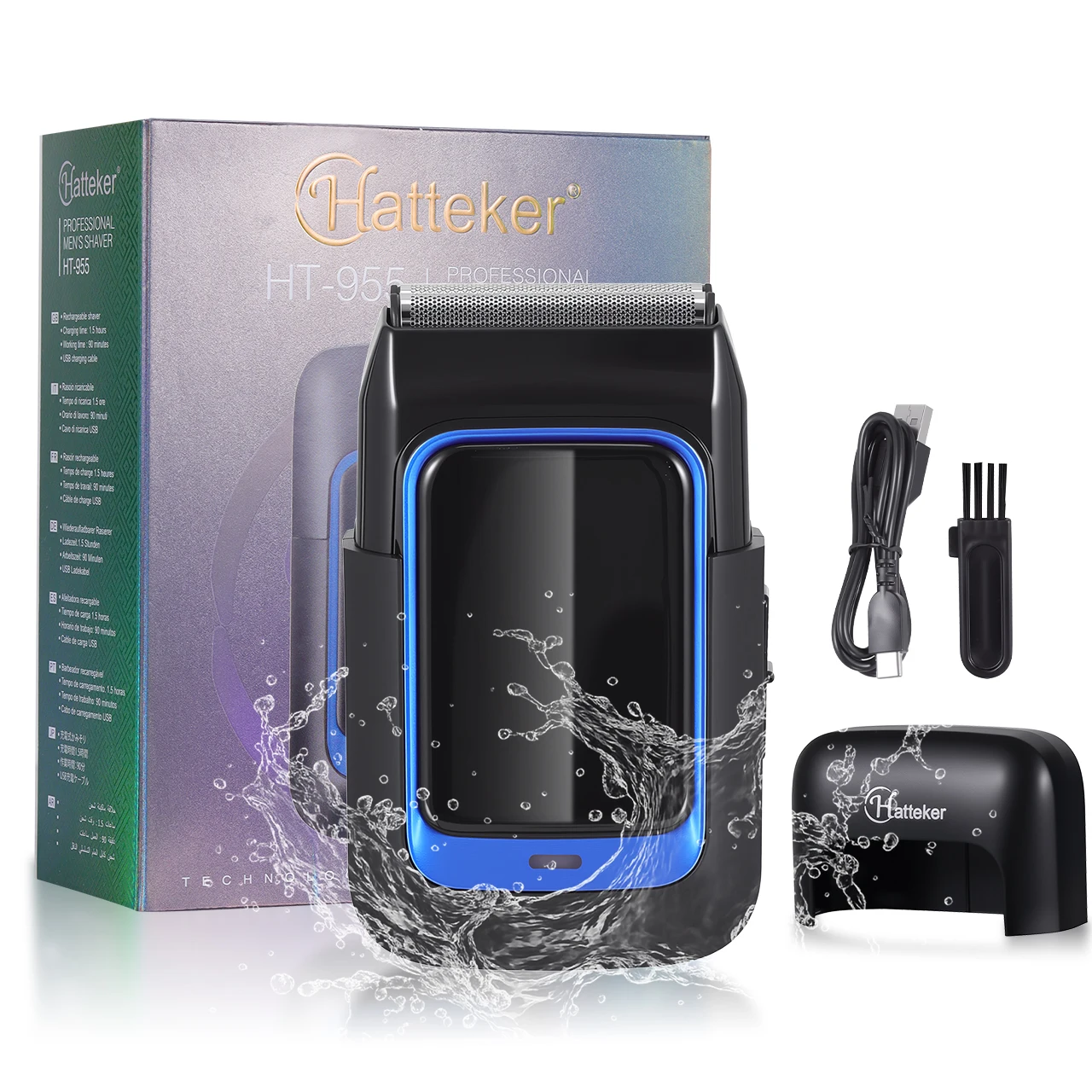 Hatteker Electric Shaver with 2-Net Floating Blade Head 7000 RPM Razor LCD Display Beard Trimming Machine for Men Grooming Kit