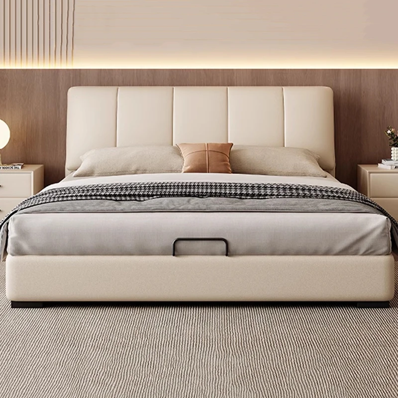 

Unique Nordic Pretty Double Bed Simple Storage Leather Comferter Wood Twin Bed Frame Modern Yatak Bedroom Set Furniture Queen