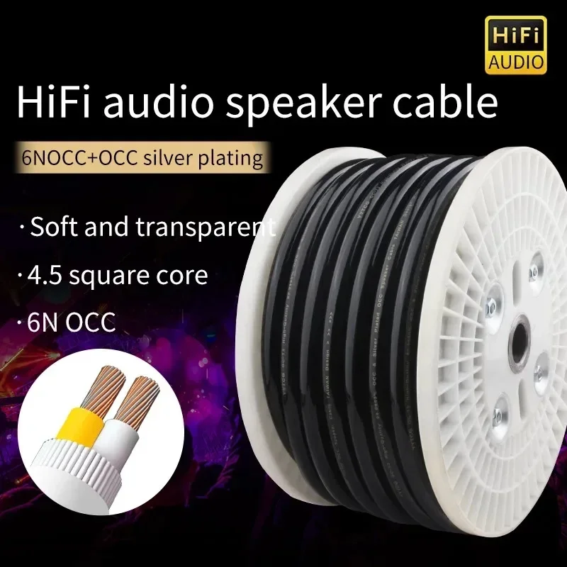 

Speaker 6N OCC Single Crystal Copper Silver Plated Hi-Fi Audio Loud Cable Amplifier Home Theater KTV DJ System DIY Speaker Wire