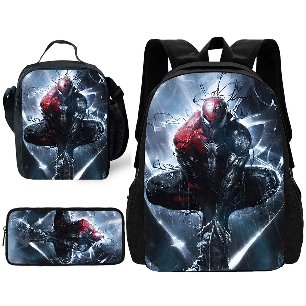 Mochila escolar para niños, bonita mochila de anime Spiders Man con bolsas para el almuerzo, bolsas para lápices, mochilas escolares para niños y niñas, el mejor regalo