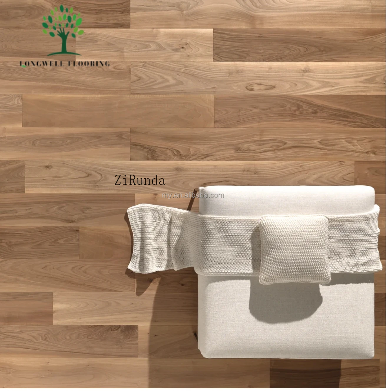 Versión personalizada Piso de roble cepillado interior clásico moderno de 190 mm de ancho Madera de ingeniería de nogal negro multicapa de alta calidad