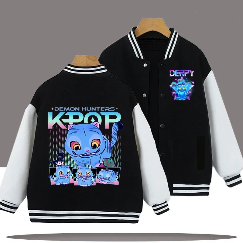 

K-pop Demon Hunter Children's Baseball Uniform Boys' Sport Shirt Cartoon Print Girls' Casual Top Coat Spring/Summer Jacket