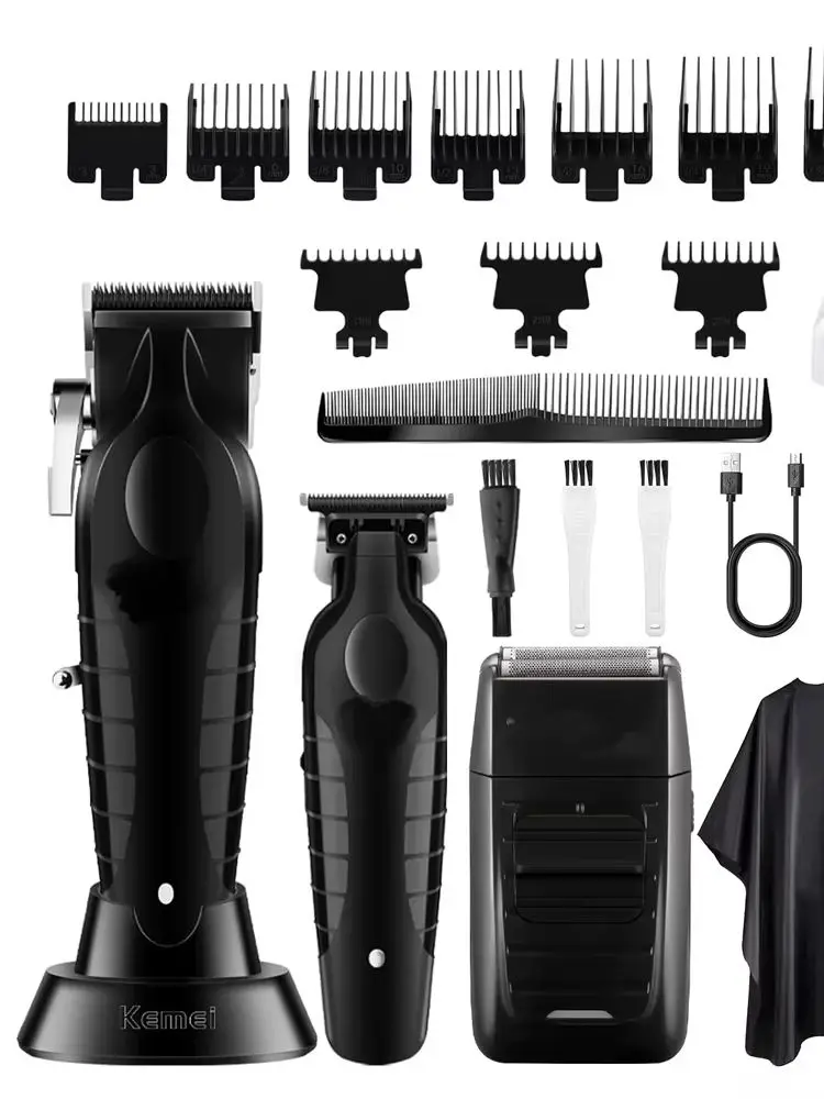 Professioneller Haarschneider, Haartrimmer und Bartschneider-Set für Männer, Elektrischer Kabelloser Barber-Clipper, Wiederaufladbarer Fade-Clipper, Haarschneide-Kit, 2299, 2296, 1102