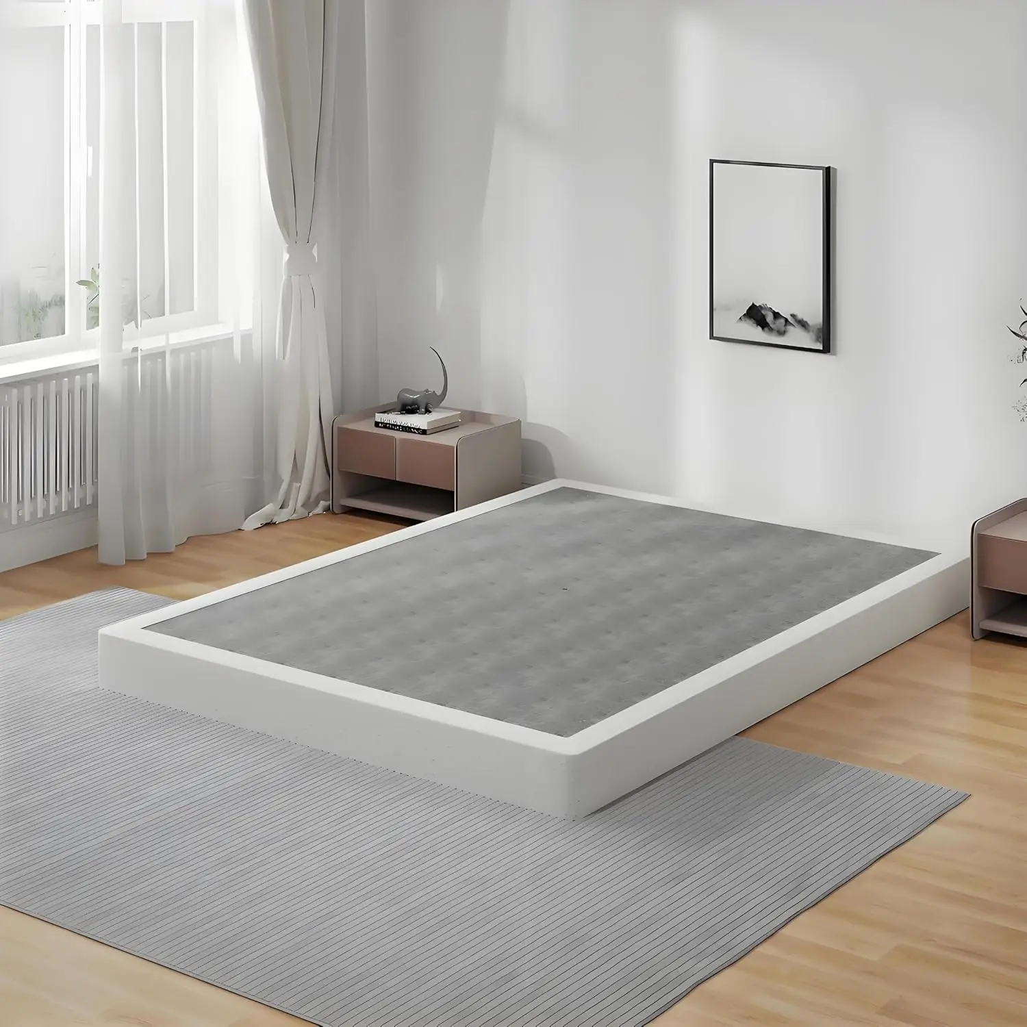 

Queen Box Spring Bed Base 5 Inch, 3000lbs Heavy Duty Box Spring Queen Size Metal Mattress Foundation, Tool-Free Easy Assembly