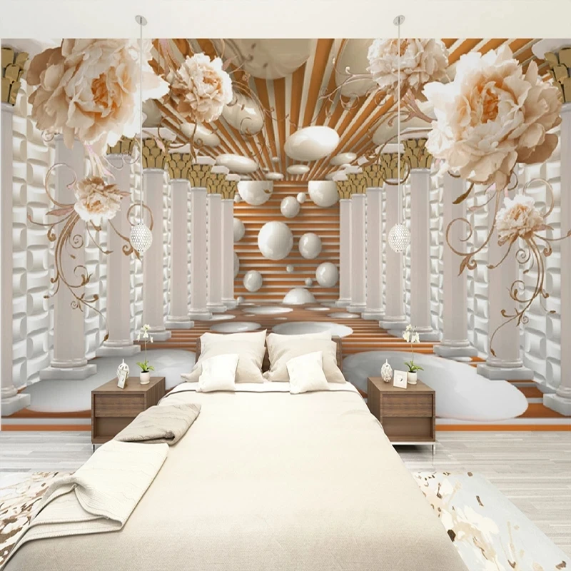 Customized products 3D Wallpaper Modern Abstract Art Rome Column Flower Mural Living Room Study Backdrop Wall flowers bedroom 8d
