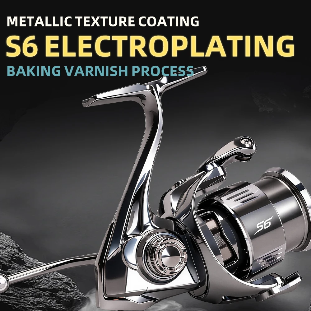 FISHINGFANS S6 4+1BB Galvanisierte 8kg Bremskraft 5,2:1 Übersetzung Metall-Spinnrolle Korrosionsbeständig für Salzwasser-Angeln – Detail 5