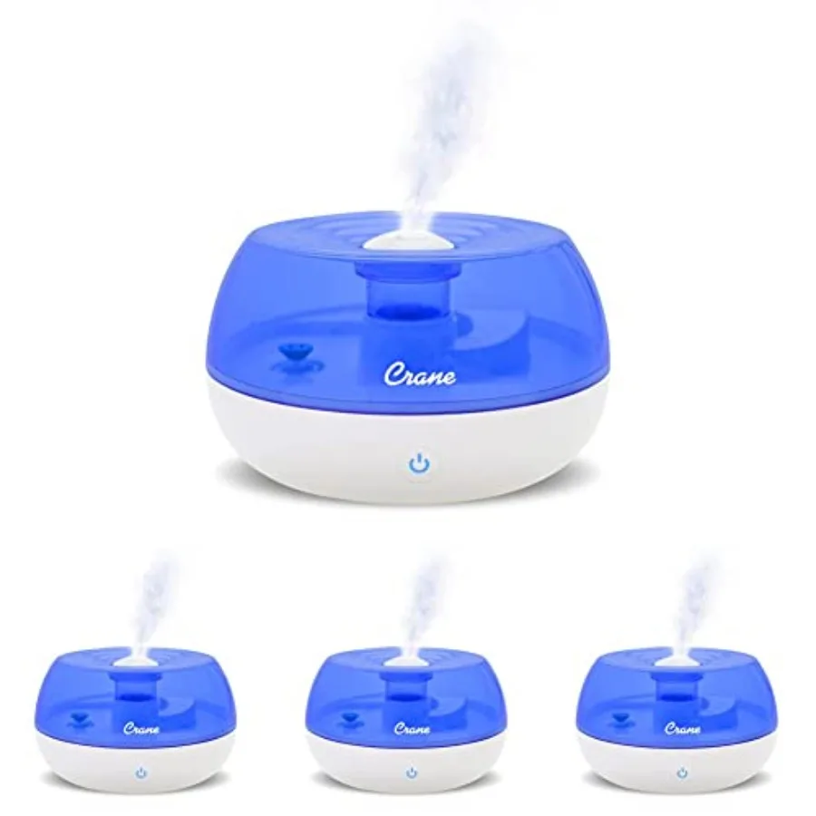 

Ультразвуковой увлажнитель воздуха Crane Personal Cool Mist для дома, спальни, отелей, путешествий и офиса, 0,2 галлона, без фильтра, сине-белый