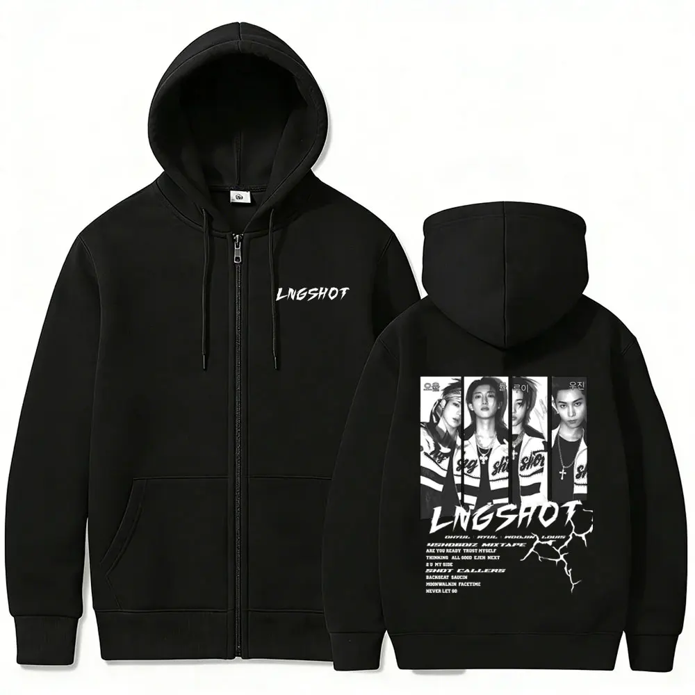 Koreanische Band Lngshot Jay Park 2026 Zipper-Hoodie für Herren und Damen – K-Pop Fashion Trend Reißverschlussjacke, Oversized Zip-Up Sweatshirt Mantel – Detail 3