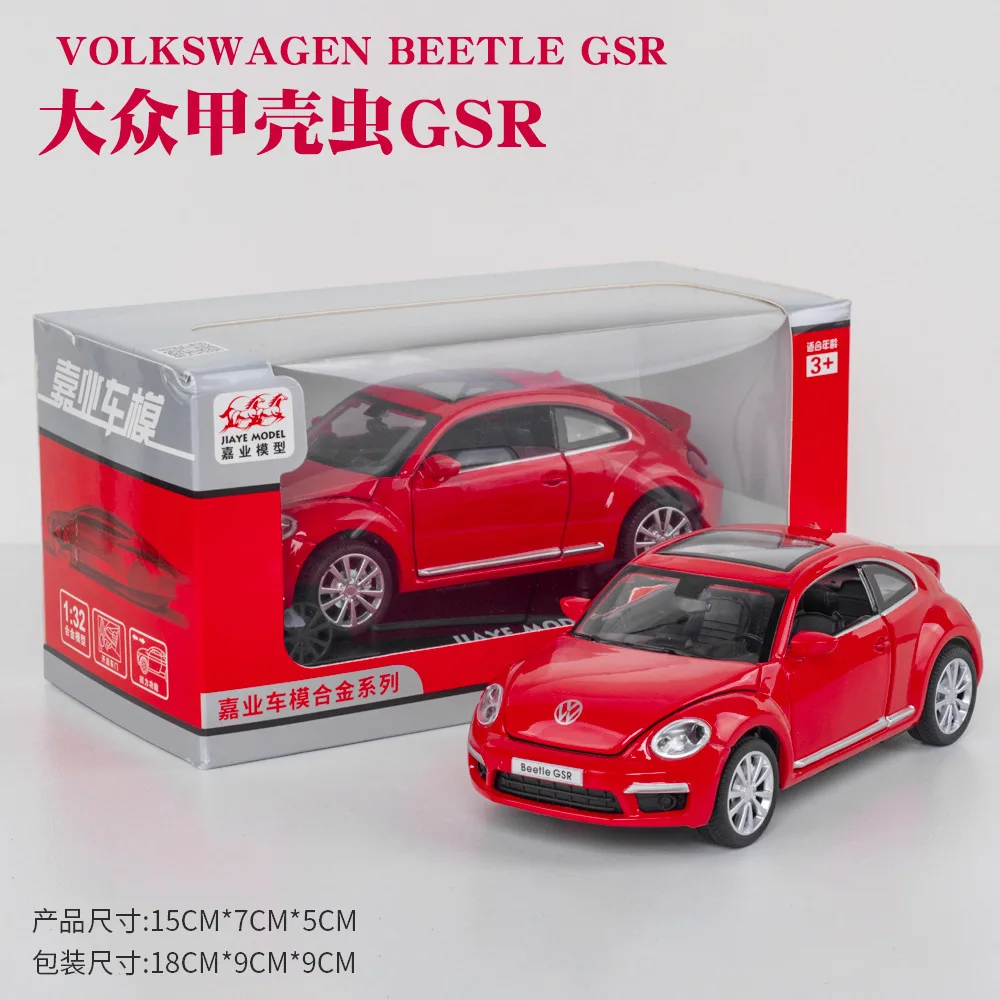 Modelo de coche VOLKSWAGEN Beetle GSR, juguete de Metal fundido, aleación Acústica-óptica, artículo para niños, 1:32, A134