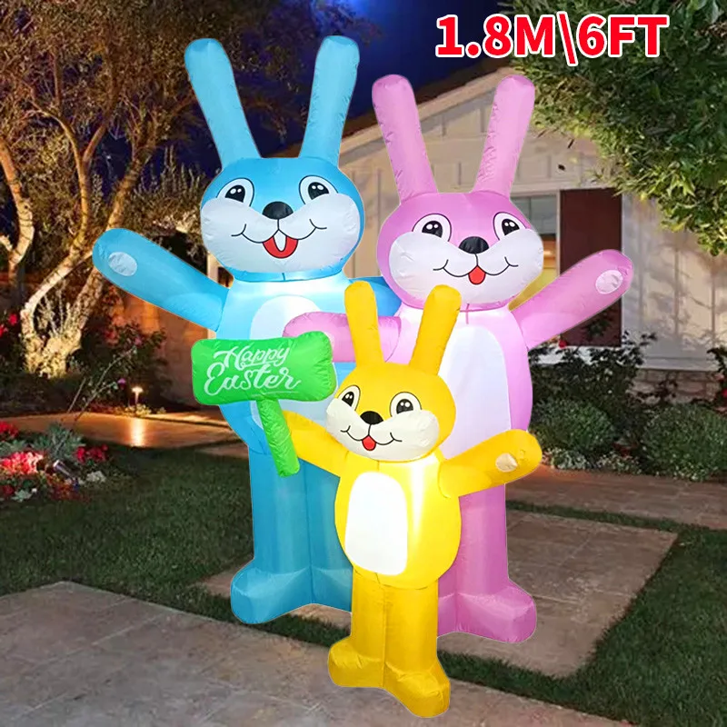 CatXaa Multi typen aufblasbares Spielzeug Riesen Kaninchen Ei glücklich Ostern aufgeblasen Modell Dekoration mit LED-Lichtern Hase Outdoor Yard Bunny Dekor 9