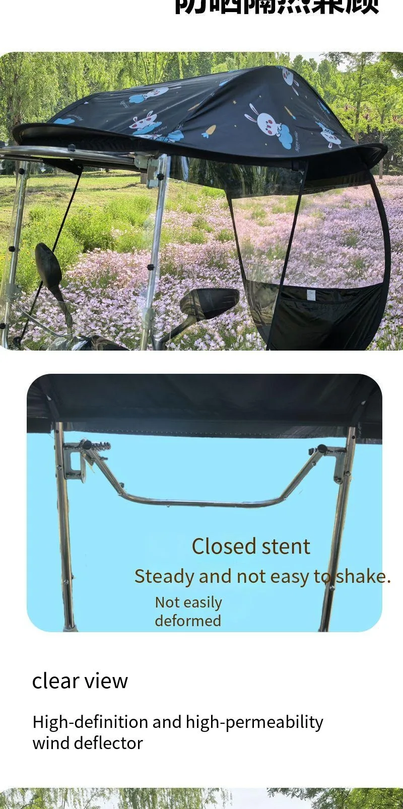 Winddichter, wasserdichter Sonnenschutz für E-Bikes, universell passend für E-Scooter, Motorräder, Outdoor-Schutz, Regenschutz – Detail 11