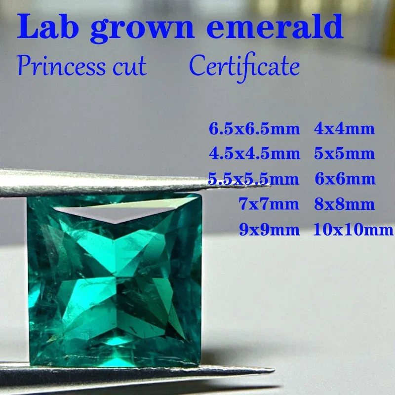 

Columbia Emerald Princess Cut Square Shape Lab Grown Gemstone Wholesale for DIY Chamrs Jewelry Making Materials Certificate