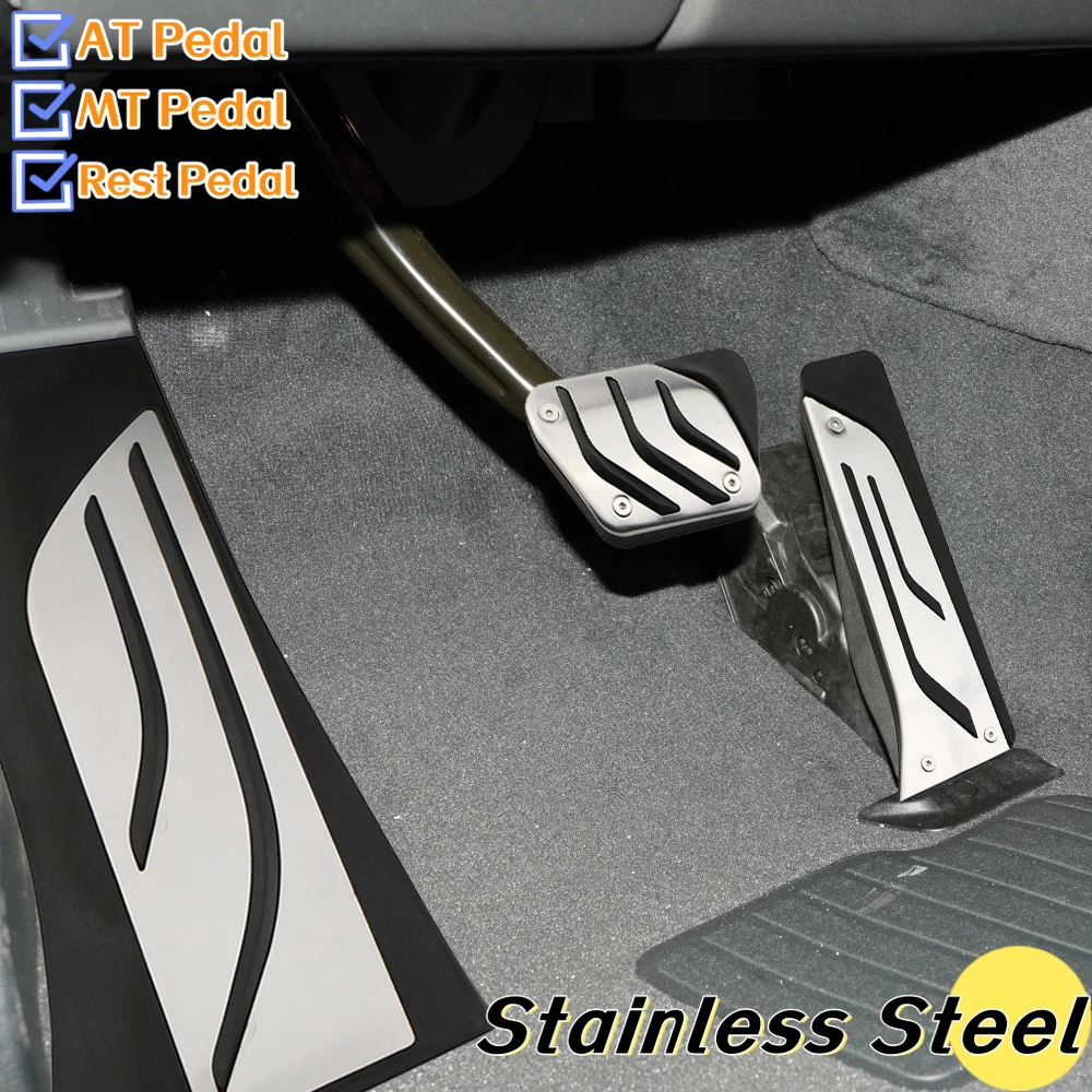 Cubierta de pedales de coche LHD para BMW X5 X6 F15 F16 E70 E71 E72 2008 - 2020 almohadilla de Pedal de reposapiés de freno de Gas de acelerador de acero inoxidable